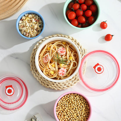 3pcs Wheat Straw Food Storage Bowls with Lids, Microwaveable Plastic Lunch Box Set, Eco-Friendly Fresh-Keeping