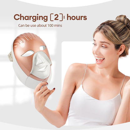 Wireless LED Facial Mask with 7-Color Photon Therapy, Skin Rejuvenation & Anti-Aging Beauty Machine