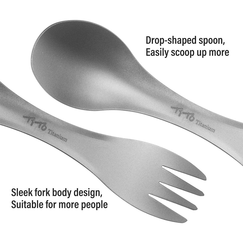 2Pcs Titanium Spork 2-in-1 Spoon Fork Ultralight Cookware Set | Portable Camping Picnic Travel Eco-Friendly Flatware