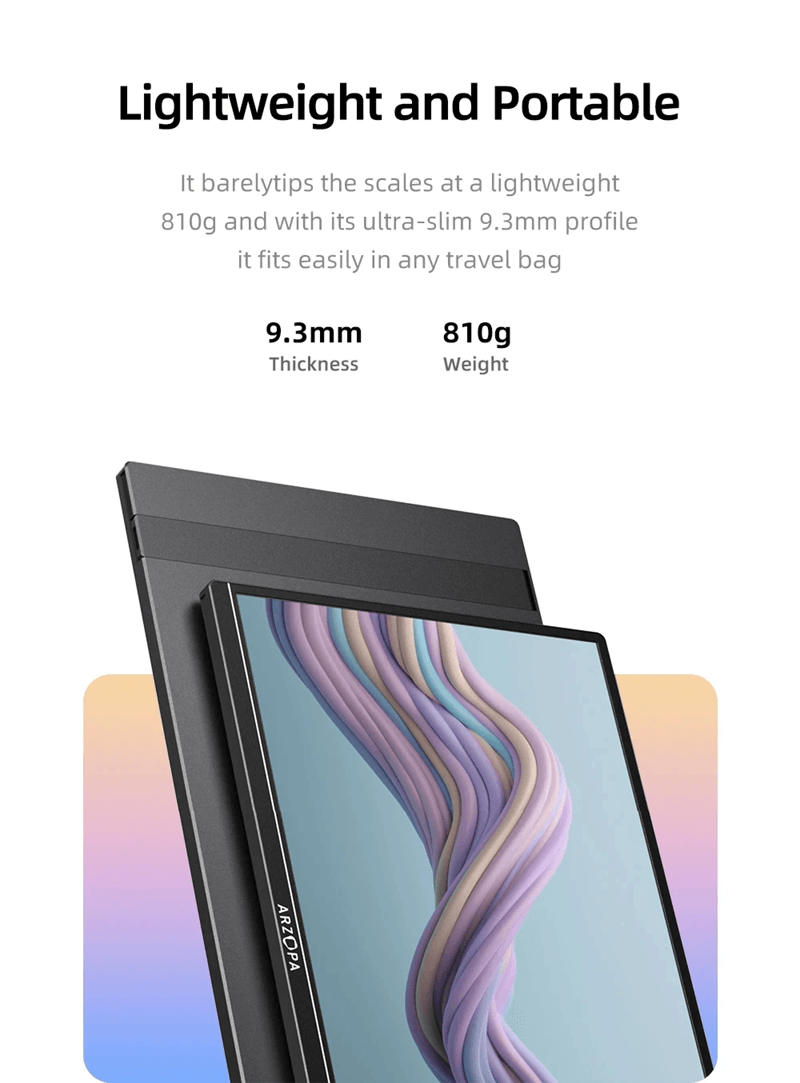 ARZOPA 16 Inch 2K Portable Monitor With USB C And HDMI Ultra Slim Second Display For Laptop Mac PS5 2