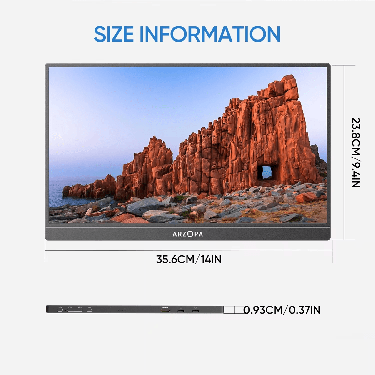 ARZOPA 16 Inch 2K Portable Monitor With USB C And HDMI Ultra Slim Second Display For Laptop Mac PS5 3