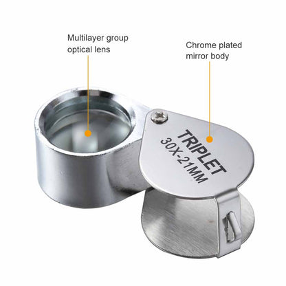 Pocket Loupe Magnifier Jewelry Magnifying Glass Foldable Triplet Diamond Lupa Eye Glass Tool For Je 1