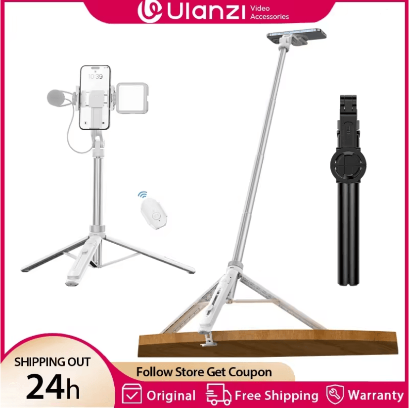Ulanzi TT88 Overhead Phone Tripod with Magnetic Clamp and Wireless Remote for Vlogging and Livestreaming