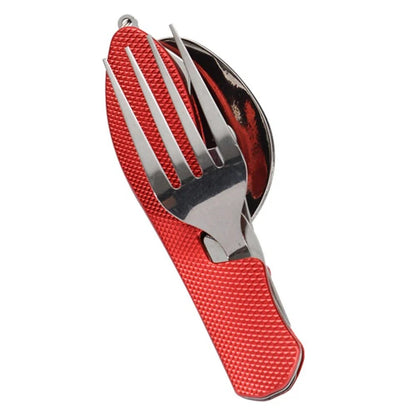 Portable Camping Utensil Set, Foldable Stainless Steel Knife Fork Spoon Combo for Travel, Picnic, Hiking & Adventure