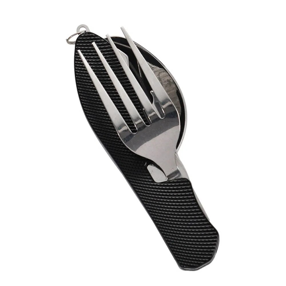 Portable Camping Utensil Set, Foldable Stainless Steel Knife Fork Spoon Combo for Travel, Picnic, Hiking & Adventure