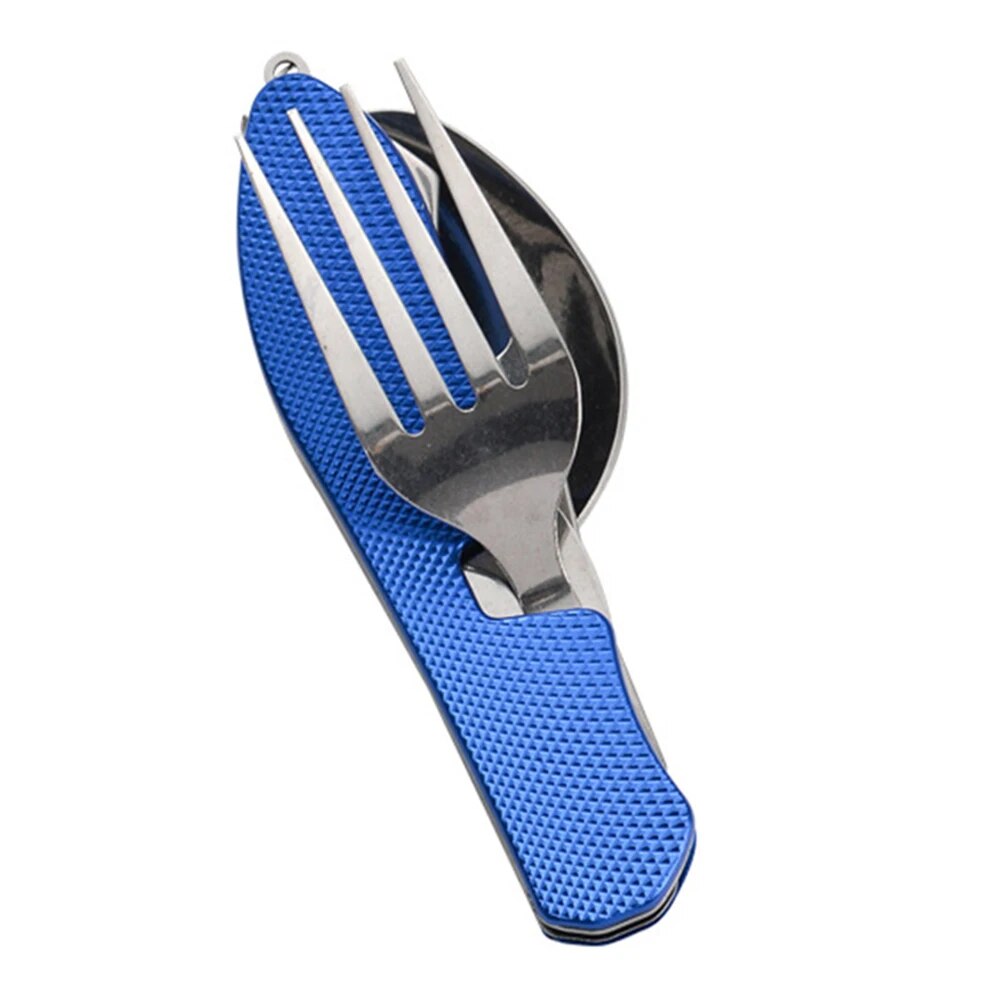 Portable Camping Utensil Set, Foldable Stainless Steel Knife Fork Spoon Combo for Travel, Picnic, Hiking & Adventure