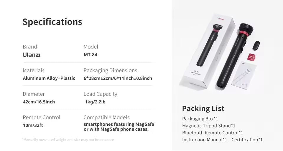 Ulanzi MT84 Magsafe Tripod Selfie Stick With Bluetooth Remote And 153 Meter Extension For IPhone An 6