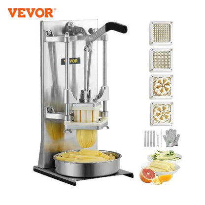 Commercial French Fry Cutter with 4 Replacement Blades, Lemon Potato Cutter for French Fries with Extended Handle