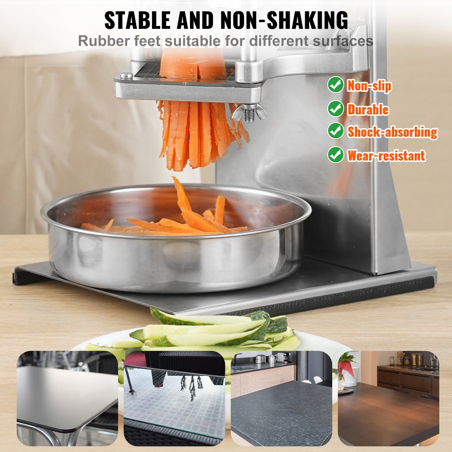 Commercial French Fry Cutter with 4 Replacement Blades, Lemon Potato Cutter for French Fries with Extended Handle
