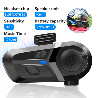 Bluetooth 5.3 Wireless Motorcycle Helmet Headset Waterproof Hands-Free Call Music Earphone for Riding, Phone, GPS