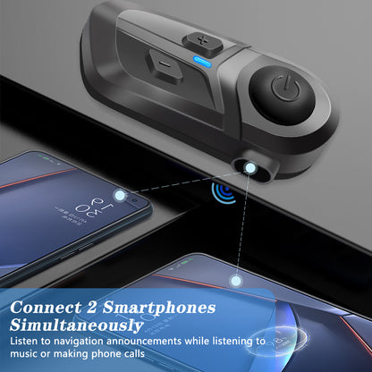 Bluetooth 5.3 Wireless Motorcycle Helmet Headset Waterproof Hands-Free Call Music Earphone for Riding, Phone, GPS