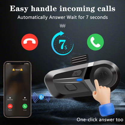 Bluetooth 5.3 Wireless Motorcycle Helmet Headset Waterproof Hands-Free Call Music Earphone for Riding, Phone, GPS
