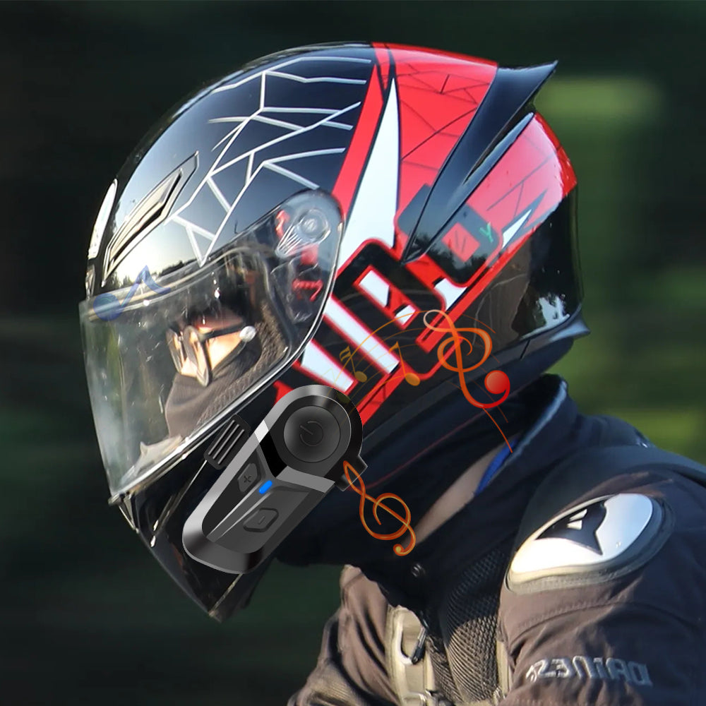 Bluetooth 5.3 Wireless Motorcycle Helmet Headset Waterproof Hands-Free Call Music Earphone for Riding, Phone, GPS