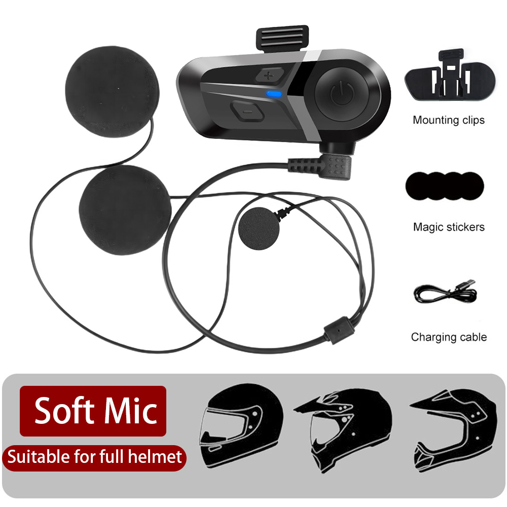 Bluetooth 5.3 Wireless Motorcycle Helmet Headset Waterproof Hands-Free Call Music Earphone for Riding, Phone, GPS