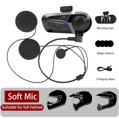 Bluetooth 5.3 Wireless Motorcycle Helmet Headset Waterproof Hands-Free Call Music Earphone for Riding, Phone, GPS