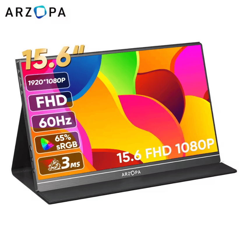 ARZOPA 15.6 Inch 1080P Portable Monitor with USB C and HDMI for Laptop, Phone, Xbox, and Switch