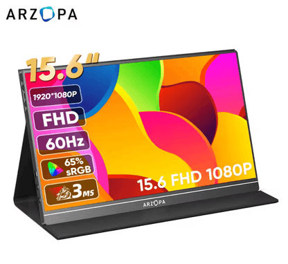 ARZOPA 15.6 Inch 1080P Portable Monitor with USB C and HDMI for Laptop, Phone, Xbox, and Switch