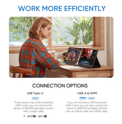 ARZOPA 156 Inch 1080P Portable Monitor With USB C And HDMI For Laptop Phone Xbox And Switch 3