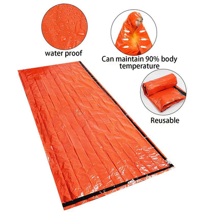 Portable Waterproof Emergency Survival Sleeping Bag, Outdoor EDC Thermal Sack, First Aid Rescue Kit Mylar Blanket
