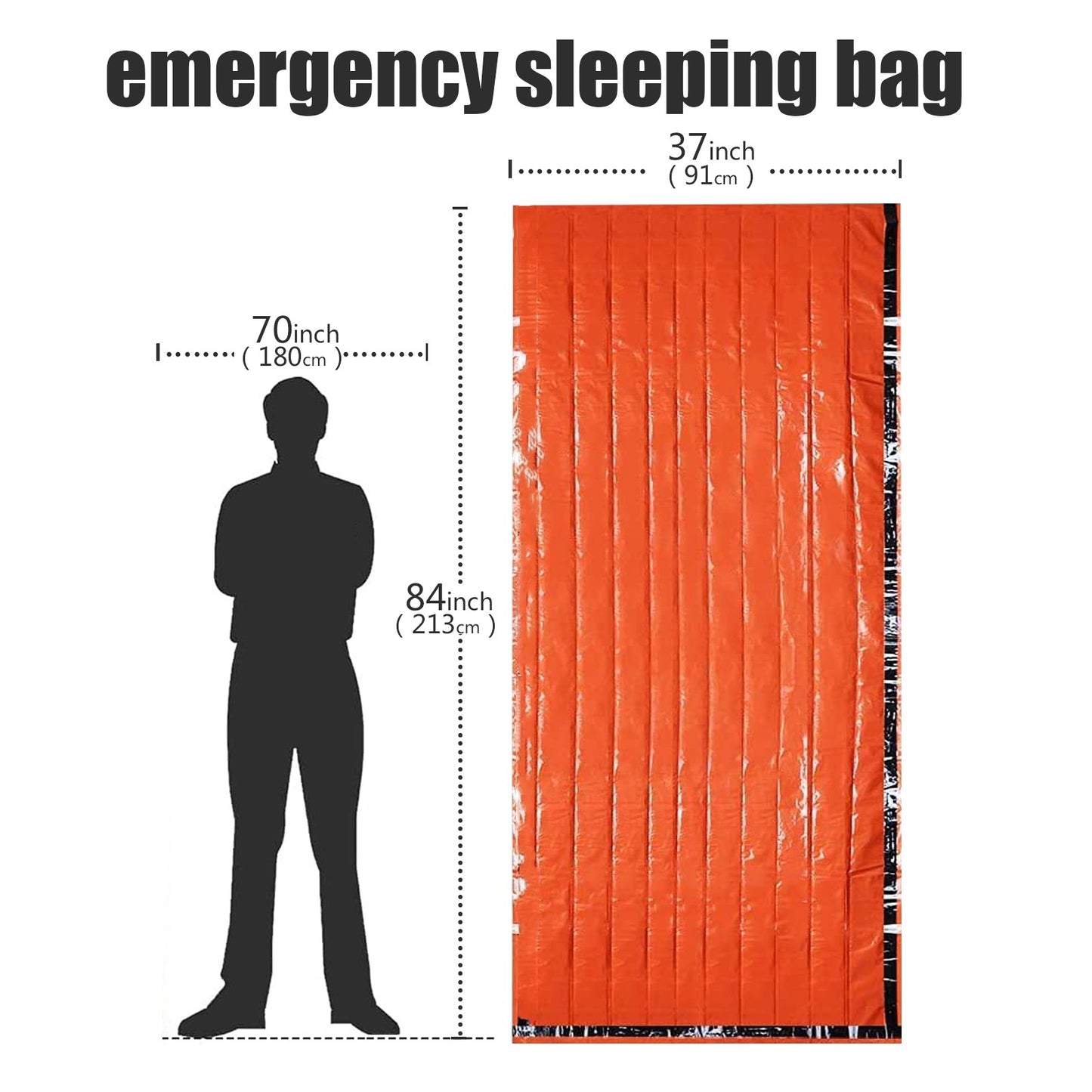 Portable Waterproof Emergency Survival Sleeping Bag, Outdoor EDC Thermal Sack, First Aid Rescue Kit Mylar Blanket