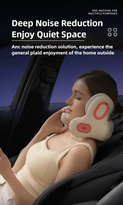 Wireless Neck Massager with Red Light Hot Compress, Massager Sleep Noise Reduction U-Shaped Neck Pillow Massager