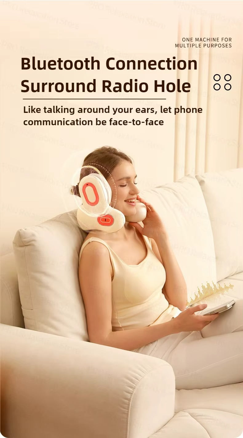 Wireless Neck Massager with Red Light Hot Compress, Massager Sleep Noise Reduction U-Shaped Neck Pillow Massager
