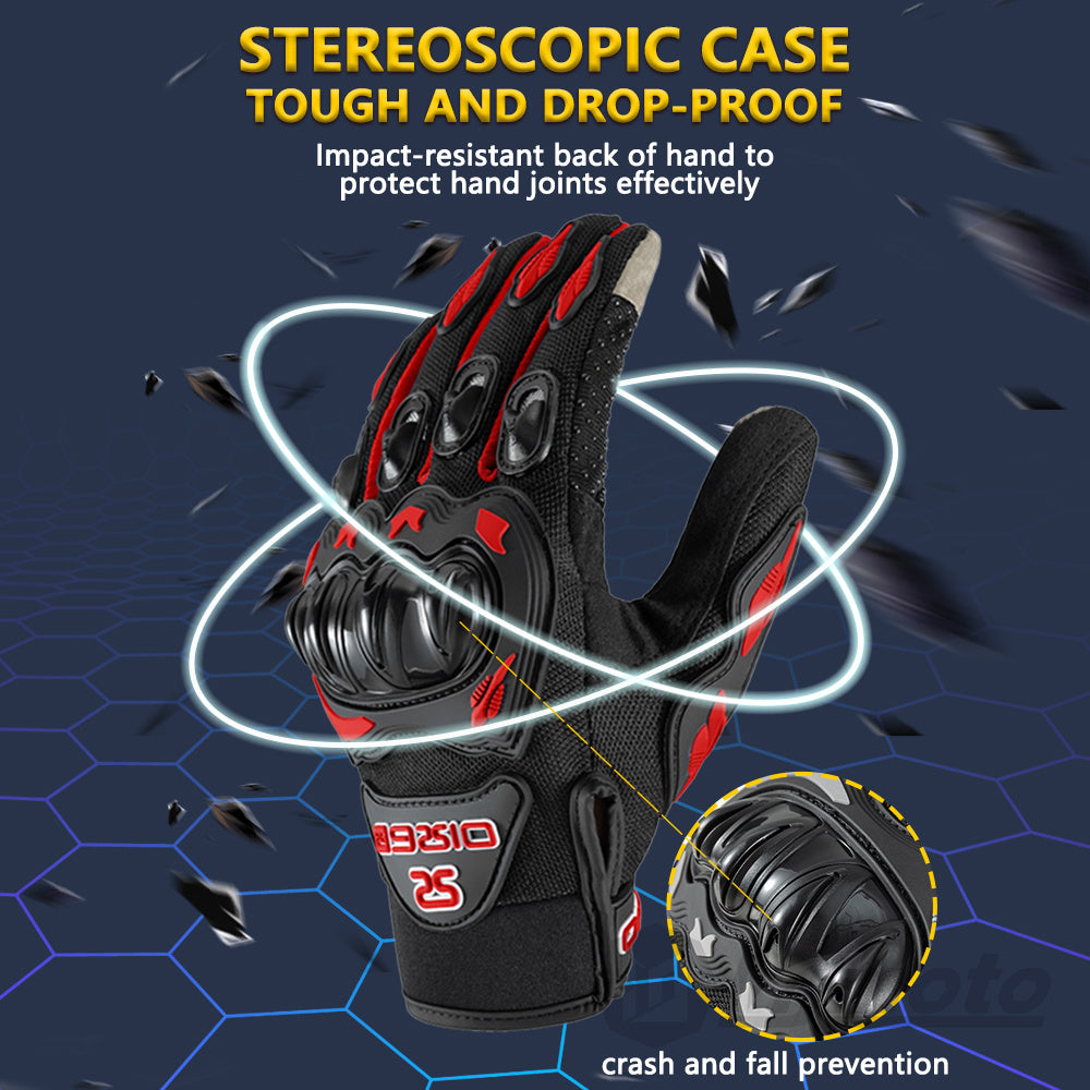 Summer Breathable Full Finger Motorcycle Gloves Touch Screen Non-slip Motocross Racing Biker Gloves Wear-resistant
