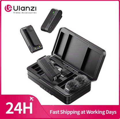 Ulanzi A100 Wireless Lavalier Microphone with Real Time Monitoring for iPhone and Camera Recording