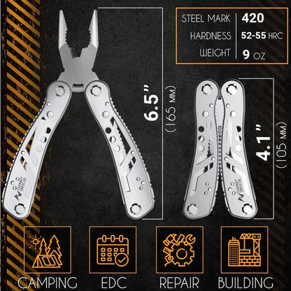 Multitool 24-in-1 Pliers with Professional Multi-tool for Survival, Camping, Hunting, Compact Tools Set for Men, Dad