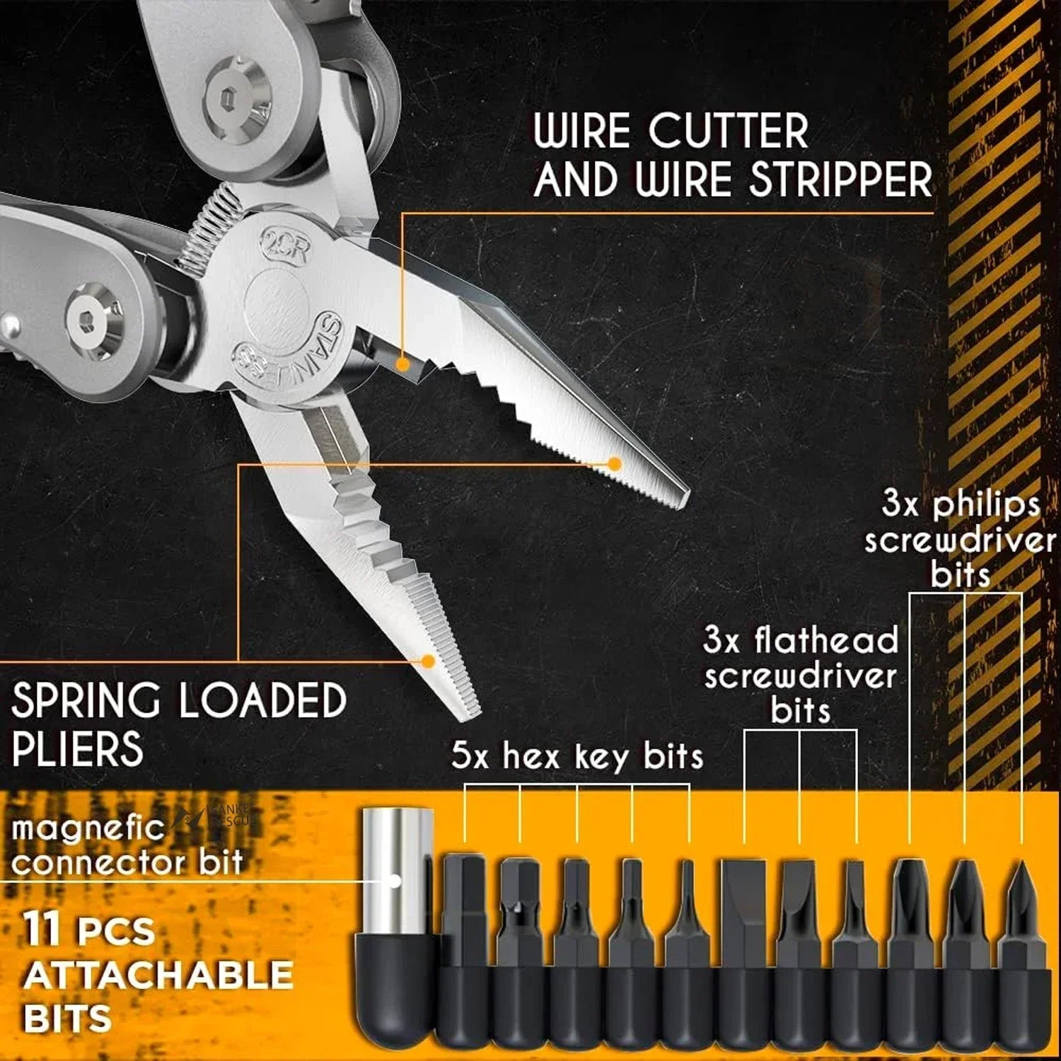 Multitool 24-in-1 Pliers with Professional Multi-tool for Survival, Camping, Hunting, Compact Tools Set for Men, Dad