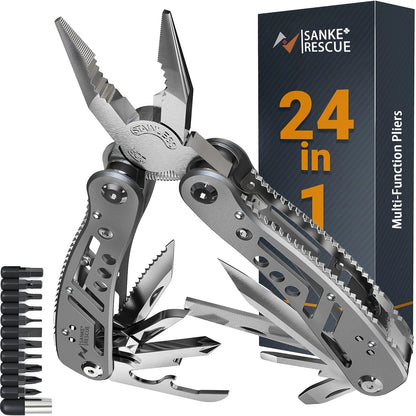 Multitool 24-in-1 Pliers with Professional Multi-tool for Survival, Camping, Hunting, Compact Tools Set for Men, Dad