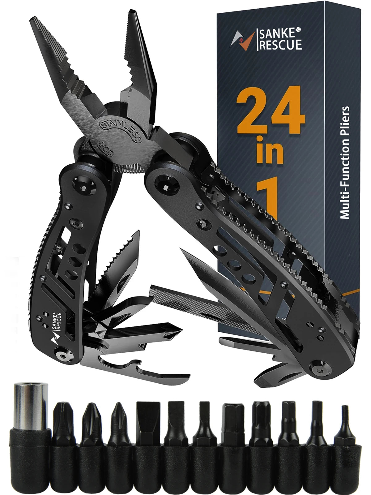 Multitool 24-in-1 Pliers with Professional Multi-tool for Survival, Camping, Hunting, Compact Tools Set for Men, Dad