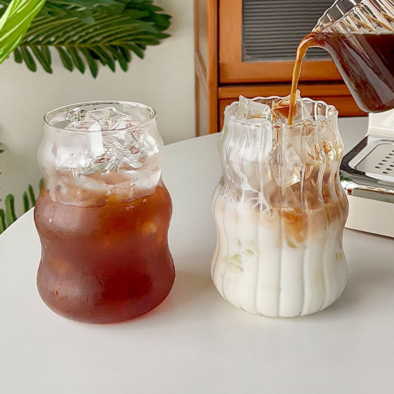 530ml Heat-Resistant Glass Cup, Stripe Mug Water Tumbler, Durable Drinkware for Tea, Coffee, Juice, Milk