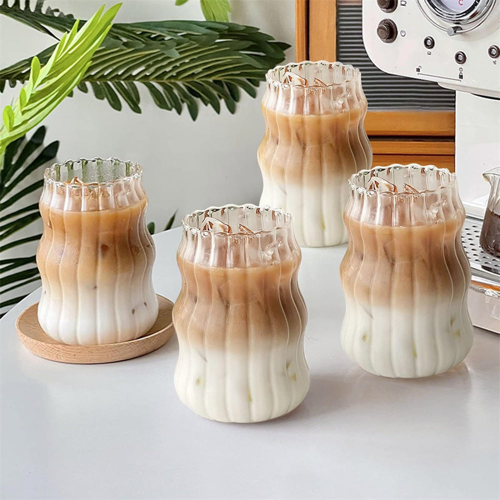 530ml Heat-Resistant Glass Cup, Stripe Mug Water Tumbler, Durable Drinkware for Tea, Coffee, Juice, Milk