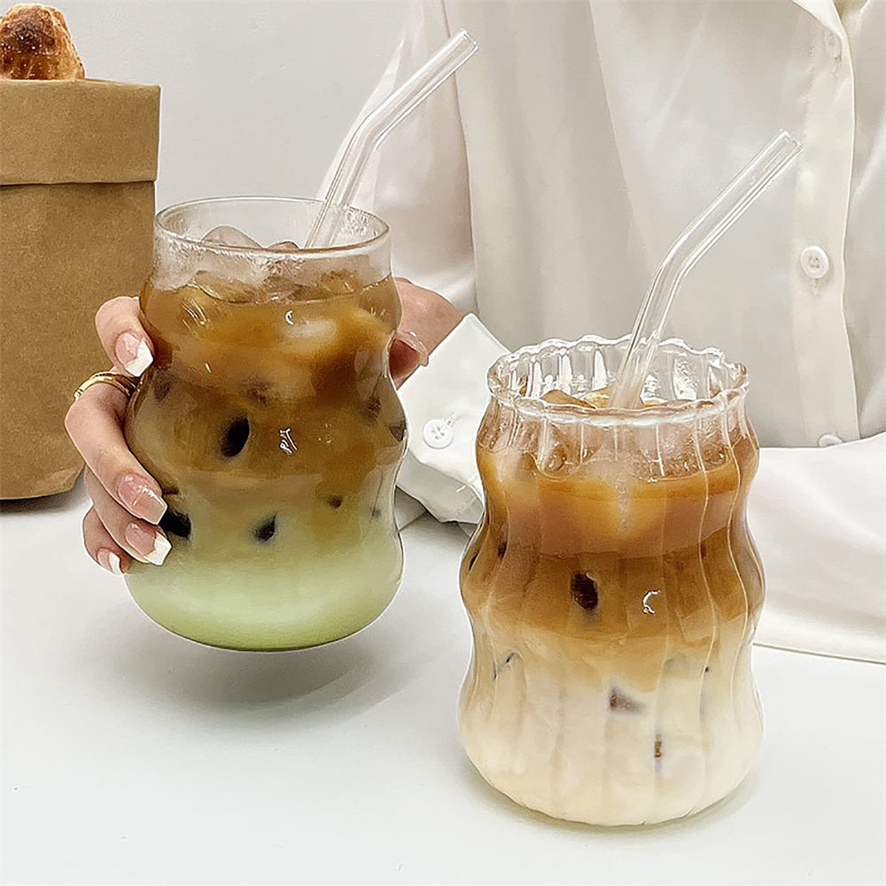 530ml Heat-Resistant Glass Cup, Stripe Mug Water Tumbler, Durable Drinkware for Tea, Coffee, Juice, Milk