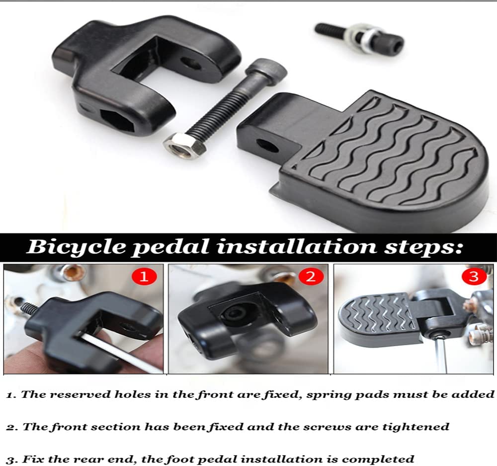Mini Bicycle Rear Pedals, Aluminium Alloy Folding Foot Pegs Non-Slip Quick Release Bike Pedal Footrest for BMX MTB Road