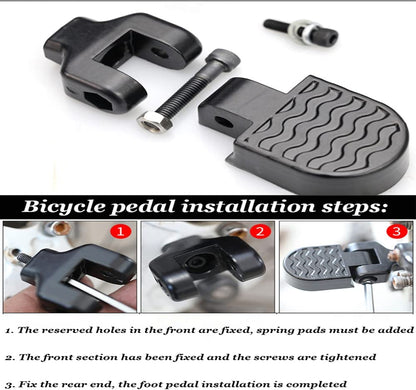 Mini Bicycle Rear Pedals, Aluminium Alloy Folding Foot Pegs Non-Slip Quick Release Bike Pedal Footrest for BMX MTB Road