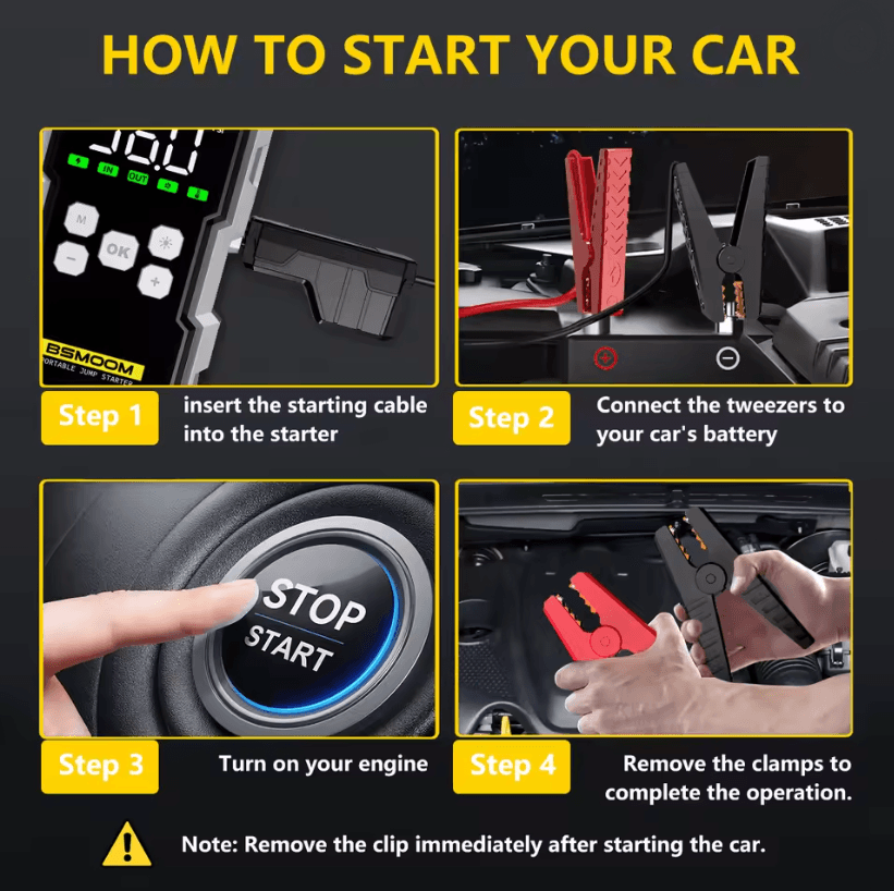 Portable Car Jump Starter With 150PSI Air Compressor And 7000A Peak Battery Booster Power Bank 3