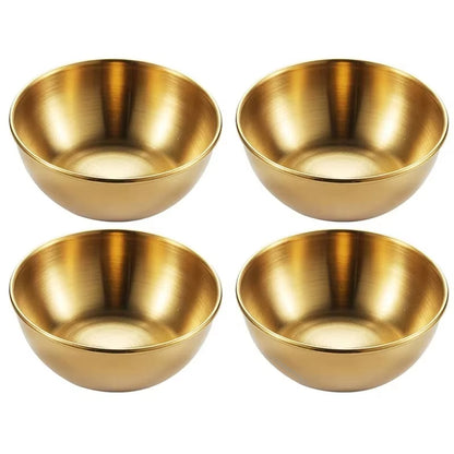 Stainless Steel Golden Appetizer & Seasoning Dishes, Serving Tray Set, Spice Plates, Sauce Bowls for Kitchen Tableware