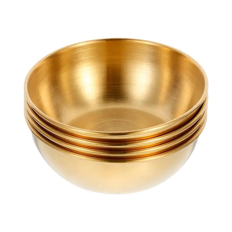 Stainless Steel Golden Appetizer & Seasoning Dishes, Serving Tray Set, Spice Plates, Sauce Bowls for Kitchen Tableware