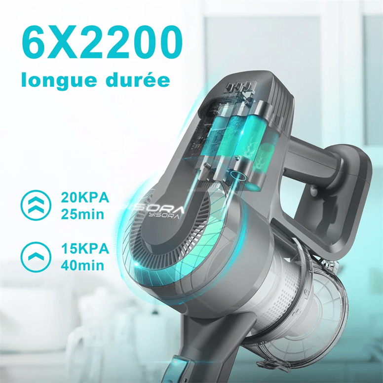 YISORA N300 Cordless Stick Vacuum Cleaner With 20Kpa Suction For Carpet Hard Floors And Pet Hair 2