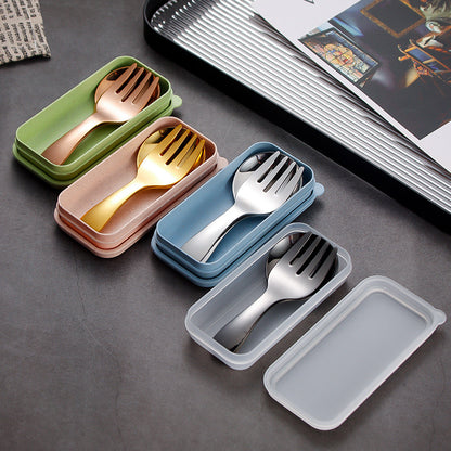 Portable Stainless Steel Tableware Set for Outdoor Tourism, Spoon and Fork Combo for Kids, Travel, Picnic