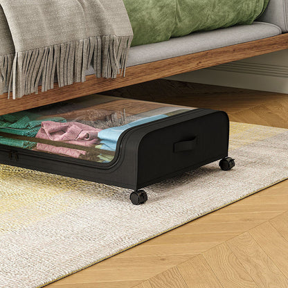 Under Bed Storage Box with Wheels, Large Capacity Dust Proof Quilt Clothes Storage Bag for Bedroom, Organizing Storage