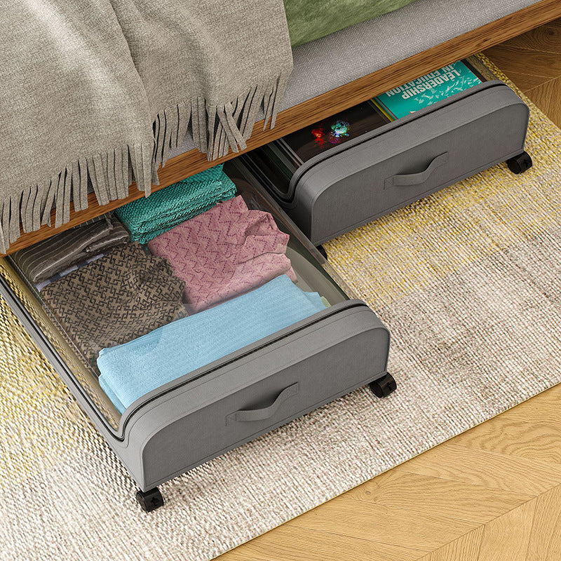 Under Bed Storage Box with Wheels, Large Capacity Dust Proof Quilt Clothes Storage Bag for Bedroom, Organizing Storage