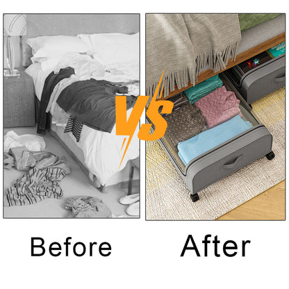 Under Bed Storage Box with Wheels, Large Capacity Dust Proof Quilt Clothes Storage Bag for Bedroom, Organizing Storage