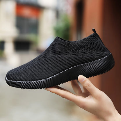 Women Solid Color Mesh Sneakers, Lightweight Woven Breathable Low Top Sports Running Shoes for Walking & Outdoor