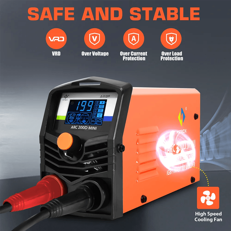 HITBOX ARC200D Portable Welding Machine 2 In 1 MMA ARC Lift TIG Welder With Digital Display And IGB 5