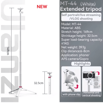 Ulanzi MT44 Extendable Selfie Stick Tripod With Phone Clamp For IPhone Android And Cameras 4
