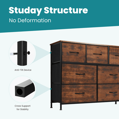 JHK 7 Drawer Fabric Dresser For Bedroom And Closet Organization With Metal Frame And Wooden Top 1