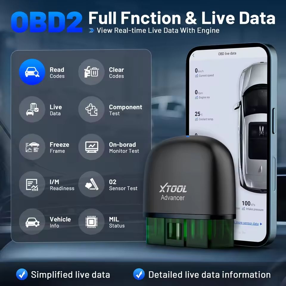 XTOOL Advancer AD20 Pro Bluetooth OBD2 Scanner – Full-System Diagnostic Tool with Oil Reset & Battery Test